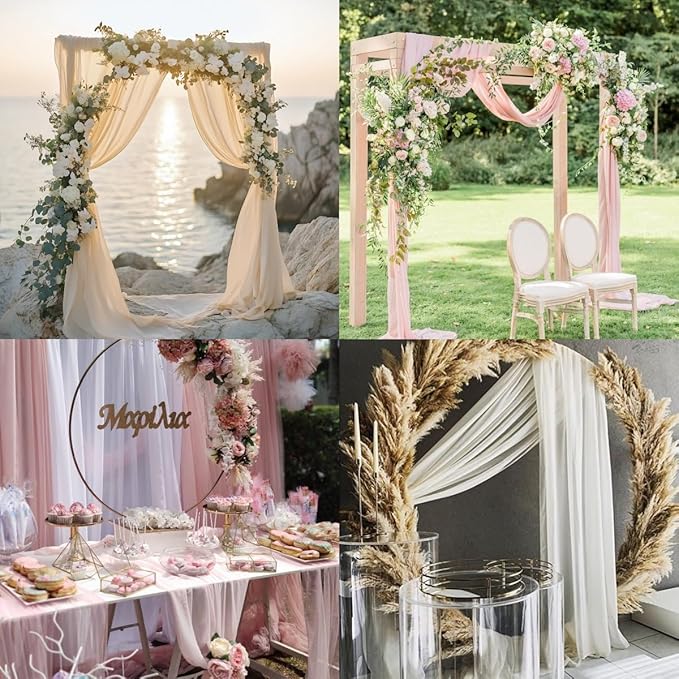 Outdoor Curtain Panels: Yellow Sheer Chiffon Wedding Arch Drapes, 2 Pack