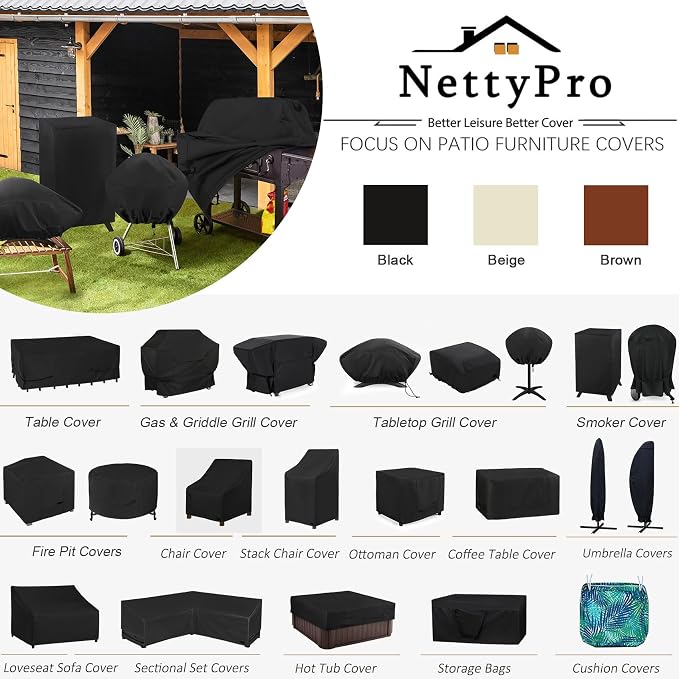 NettyPro Patio Table Cover Rectangular 125 x 84 Inch, Waterproof Outdoor - Image 7