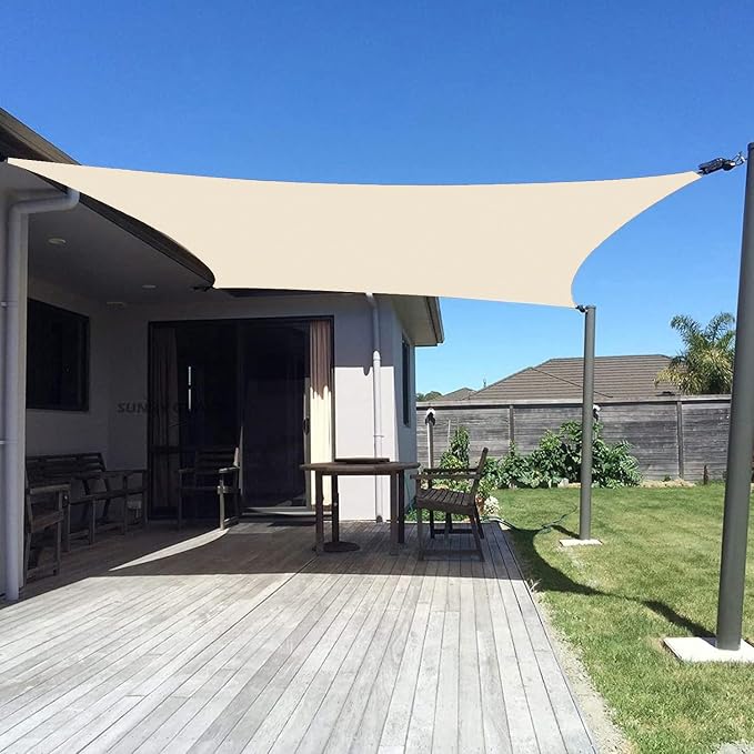 SUNNY GUARD Custom Size 6'x7' Butter Cream Sun Shade Sail Rectangle UV Block by SUNNYGUARD