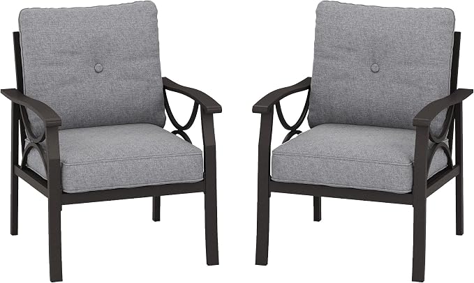 RoyalCraft 2 Pieces Outdoor Single Sofa, All-Weather Patio Metal Armchair - Image 8
