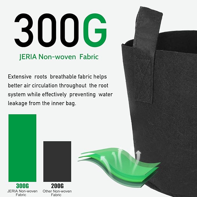 JERIA 12-Pack 30 Gallon Grow Bags, 300G Thickened Nonwoven Garden Pots - Image 4