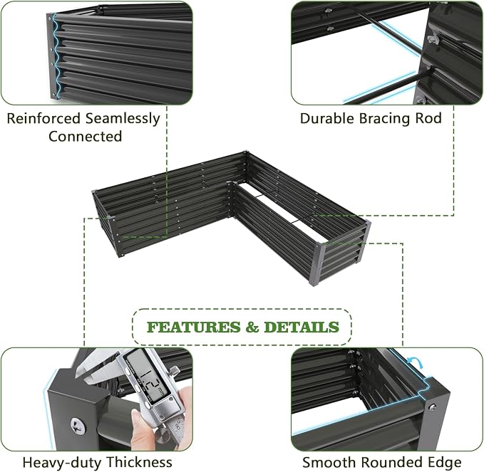 A ANLEOLIFE 12-Piece 18 Inch Tall Raised Garden Beds Kit, Square & Rectangular - Image 5