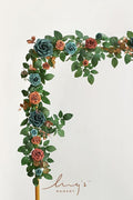 Artificial Flower Garland 5 ft Teal Blue Foam Rose Vine for Weddings