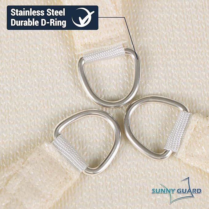 SUNNY GUARD Custom Size 14'x16'x16' Butter Cream Sun Shade Sail Triangle UV - Image 6