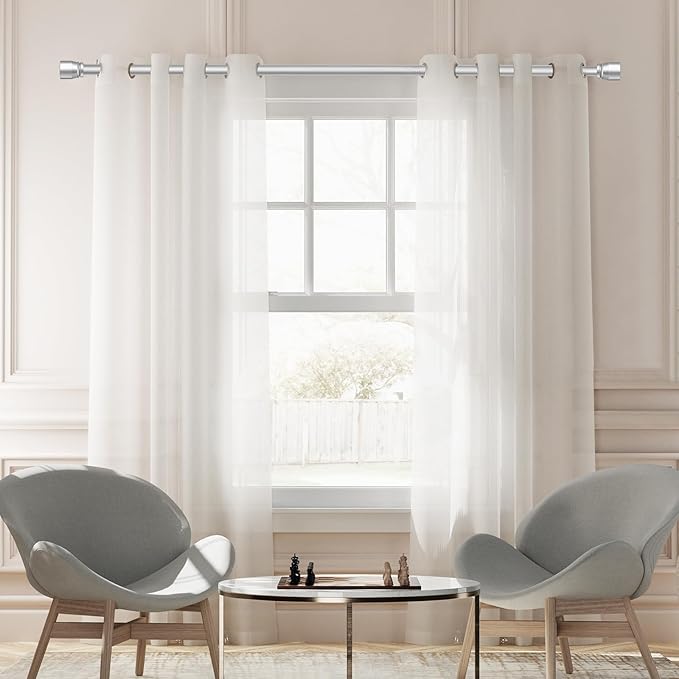 1” Diameter Silver Curtain Rod Itself is 30-60 inch 1 Pack, Fit 30 to 54 Windows - Image 6