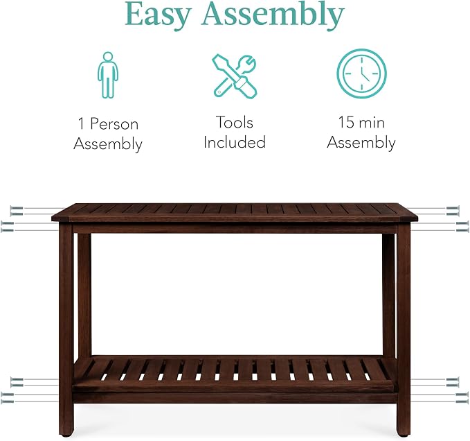 Best Choice Products 48in 2-Shelf Eucalyptus Wooden Console Table Indoor - Image 7