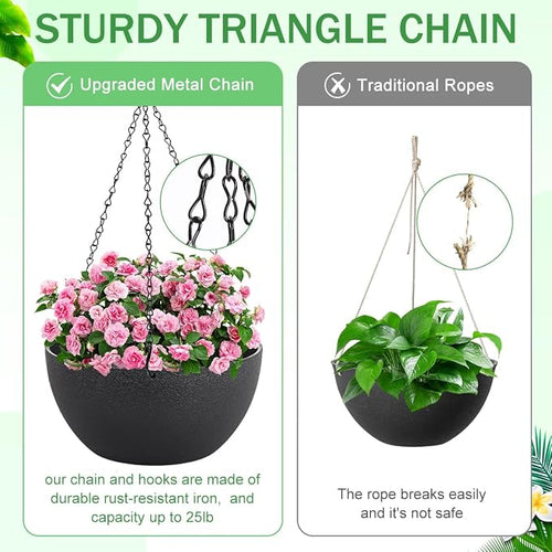 13 inch Hanging Planters for Indoor Plants, 2 Pack Planters for Outdoor Plants - Image 2