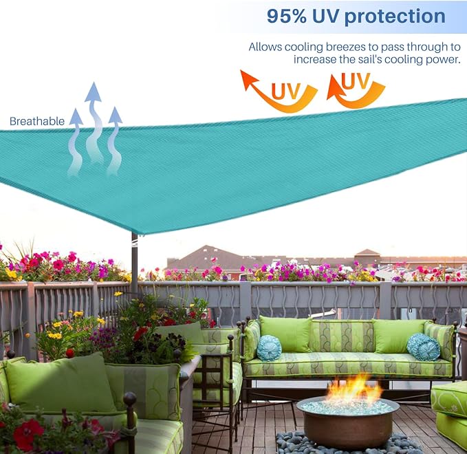 E&K Sunrise 14' x 14' x 14' Sun Shade Sail Triangle Canopy Shade Cover UV Block - Image 5