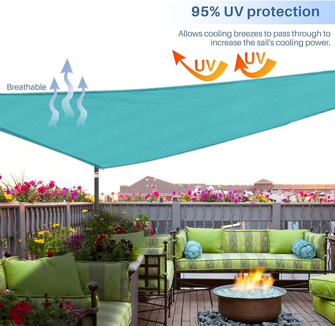 E&K Sunrise 4' x 4' x 4' Sun Shade Sail Triangle Canopy Shade Cover UV Block - Image 5