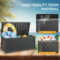 Deck Box, 150 Gallon Black Resin Outdoor Storage with Lockable Lid