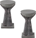 COSIEST Set of 2 Outdoor Side Table, Two Hands-Shaped Base w Round Top Accent by COSIEST