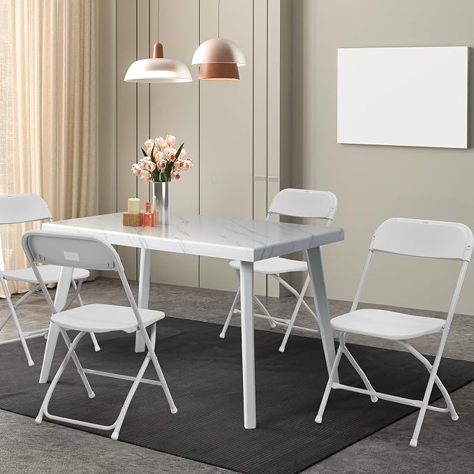 VINGLI 2 Pack White Plastic Folding Chair, Indoor Outdoor Portable Stackable - Image 2