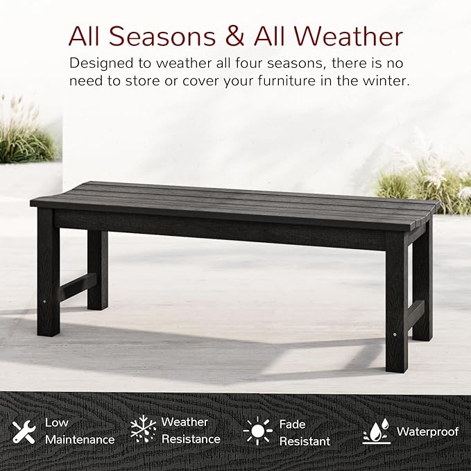 Stoog Outdoor Benches Set of 2, 2-Person Backless Patio Bench, All-Weather HIPS - Image 4