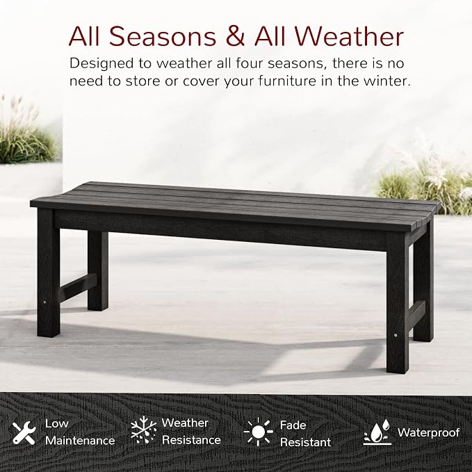 Stoog Outdoor Bench, 2-Person Patio Backless Bench, All-Weather HIPS Garden - Image 4