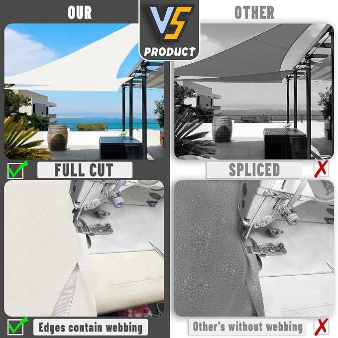 LOVE STORY Custom Size 15'x15'x15' Butter Cream Sun Shade Sail Triangle - Image 7