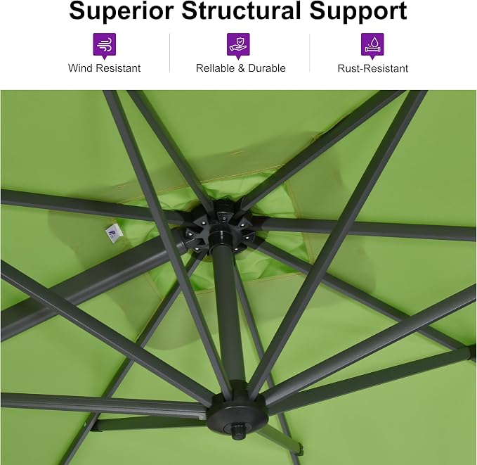 PURPLE LEAF 8 Feet Square Cantilever Umbrella Patio Umbrella - Image 3