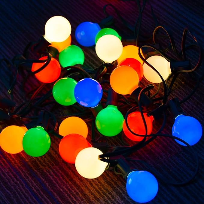 String Lights 25 Ft G40 Ceramic Multicolor Bulbs for Outdoor Use