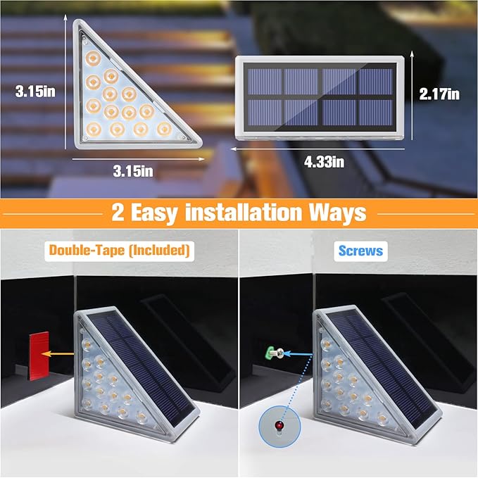 VOLISUN Solar Stair Lights 12 Pack, Solar Step Lights Waterproof IP67, Outdoor - Image 7