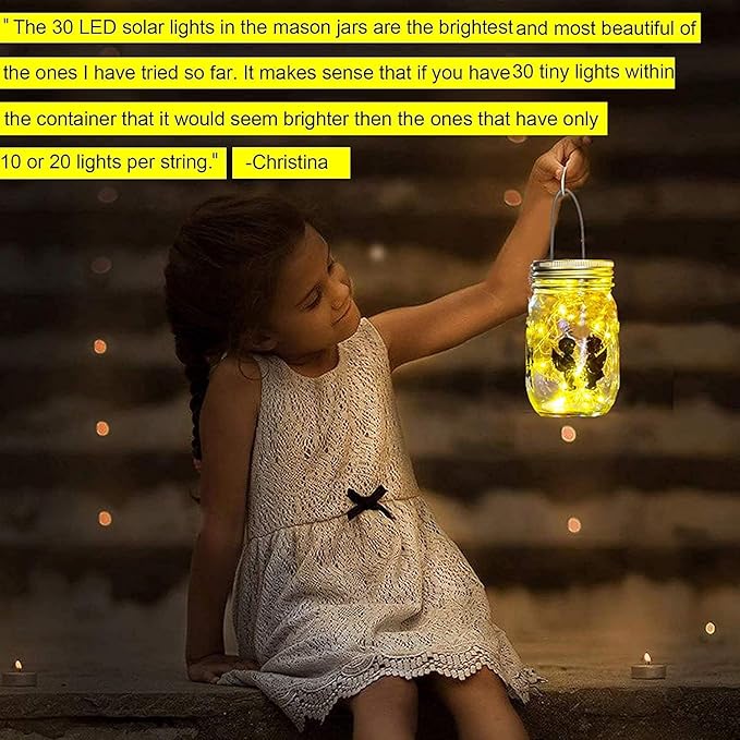 String Lights for Mason Jars, 12 Pack Solar Warm White LED Lid Lights