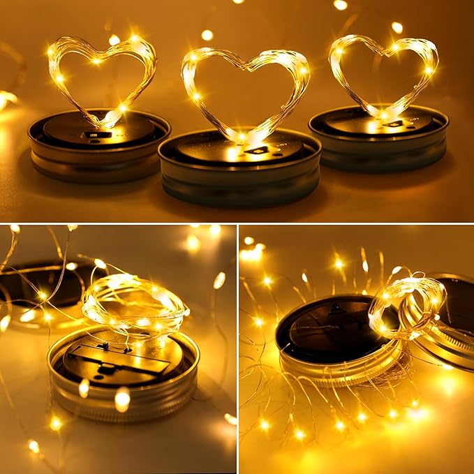 String Lights for Mason Jars, 30 Warm White LEDs, Solar Powered