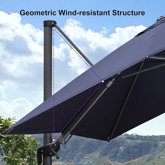 PURPLE LEAF 9.8' X 9.8' Left-right Tilting Patio Umbrella Outdoor Cantilever - Image 9