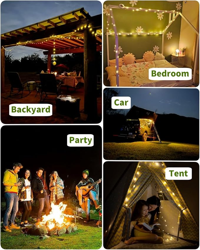 String Lights, 150 LED Solar Lantern with Remote and USB Charging