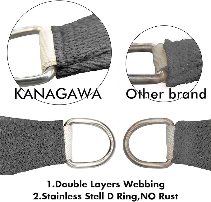 KANAGAWA 14'X14' Dark Gray Custom Size Sun Shade Sail Square UV Block Canopy - Image 5