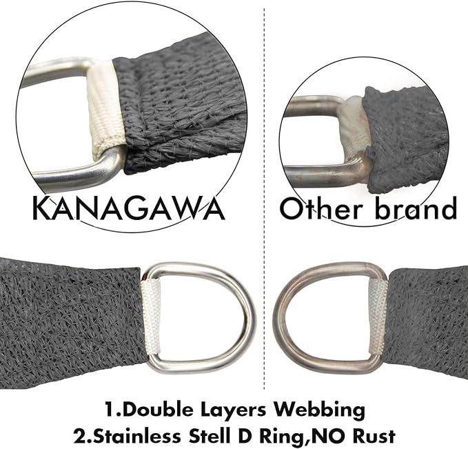 KANAGAWA 9'X15' Dark Gray Custom Size Sun Shade Sail Rectangle UV Block Canopy - Image 5