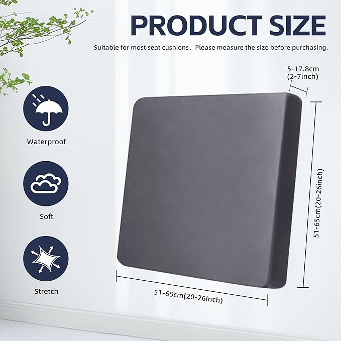 Cushion Covers, 8 Pack Grey Stretch Outdoor Patio Cushion Slipcovers