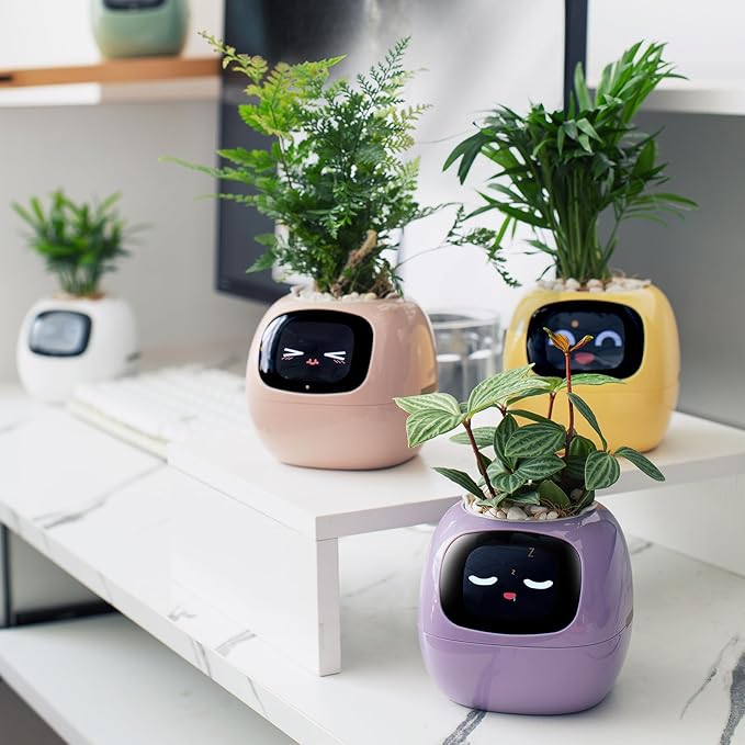 Smart Planter with Automated Watering, Yellow Plastic Plant Pot