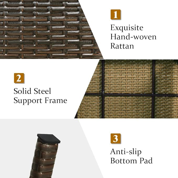 Tangkula Outdoor Folding Wicker Table, Heavy Duty Rattan Foldable Standing - Image 9