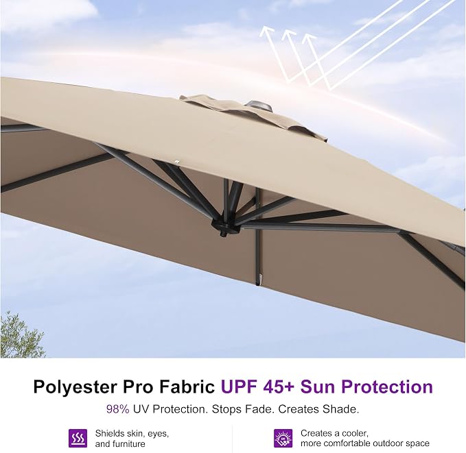 PURPLE LEAF 9 Feet Square Cantilever Umbrella Patio Umbrella - Image 5