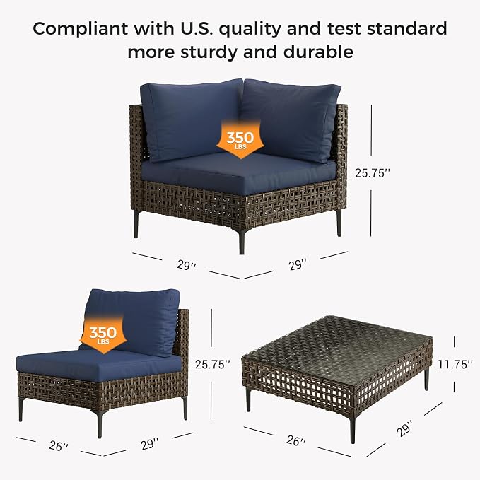 Grand patio 3-Piece Wicker Patio Furniture Set, Retro Outdoor Sectional Sofa - Image 7