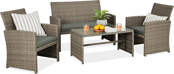 Best Choice Products 4-Piece Outdoor Wicker Patio Conversation Furniture Set by BestChoiceProducts
