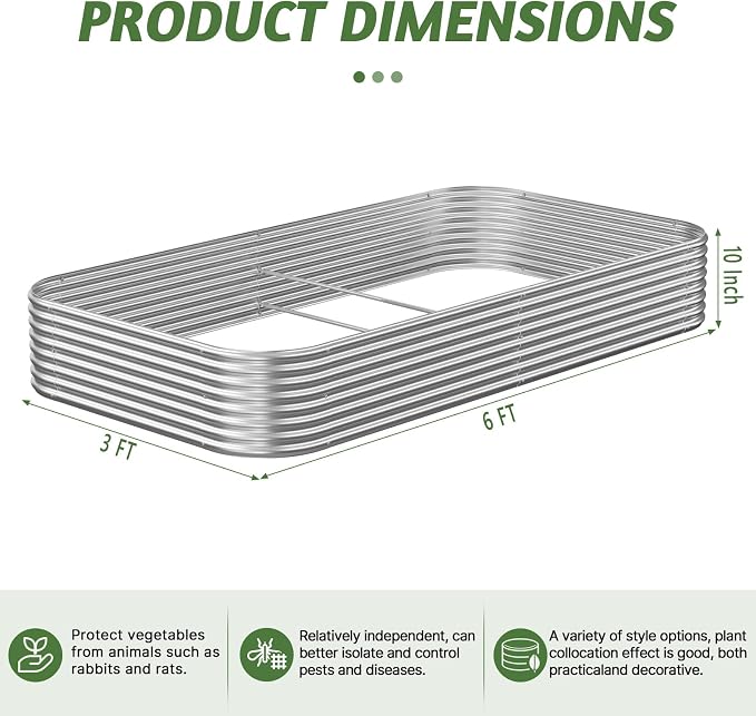 3 Pack 6x3FT Raised Beds for Gardening, Corrugated Galvanized Steel Raised - Image 8