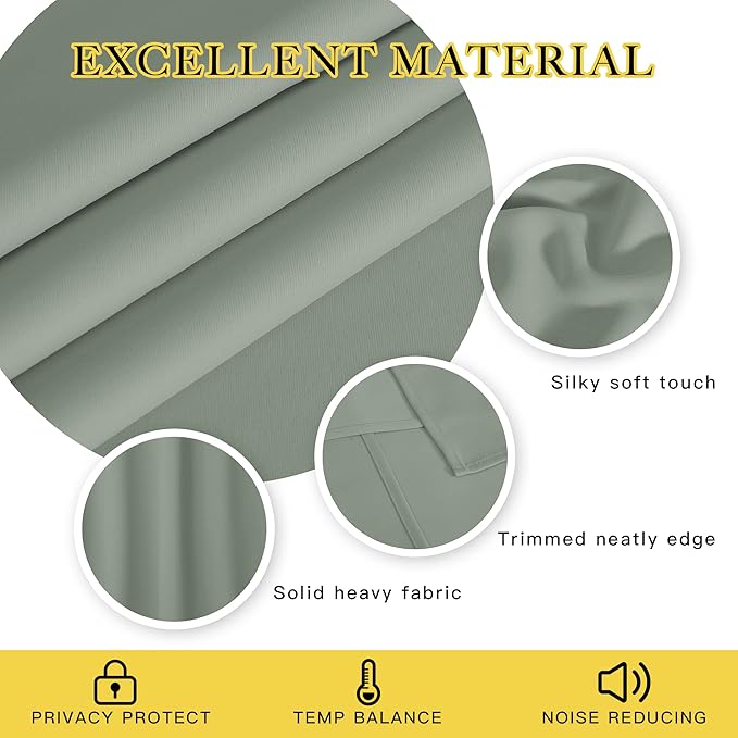 NICETOWN Blackout Curtains 72 inches Long, Grommet Privacy Window Treatment - Image 2