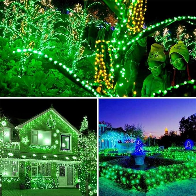 String Lights, Green 72ft Solar Outdoor Lights with 8 Modes