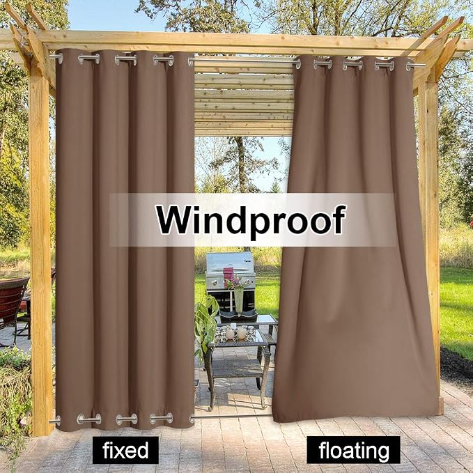 NICETOWN Weighted Patio Waterproof Outdoor Curtain, Thermal Insulated Stainless - Image 3