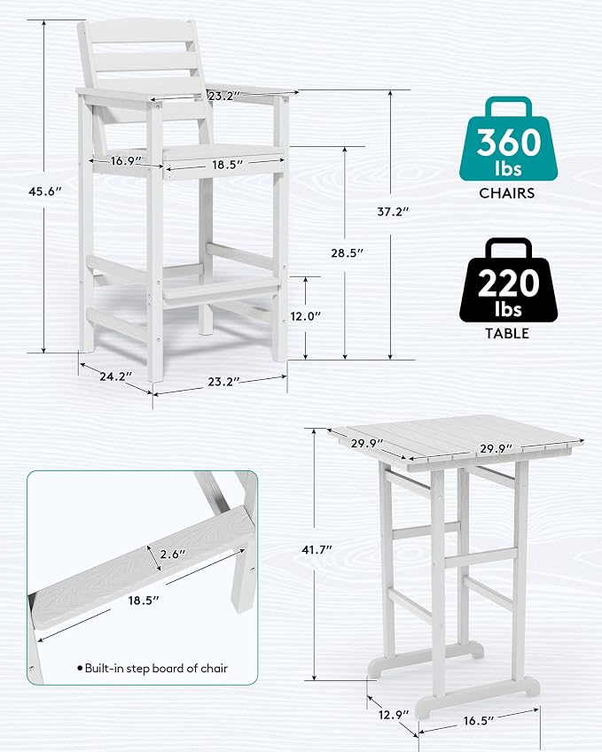 SERWALL 6 Pieces Outdoor Patio Bar Set - Image 5