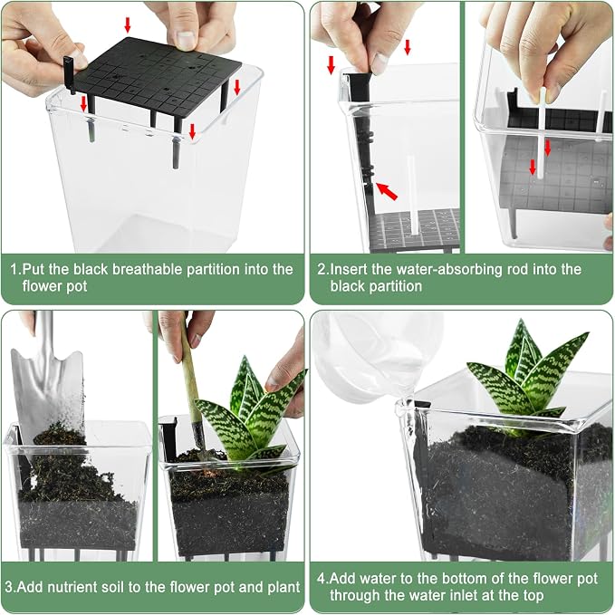 Self Watering Pots Set, 3 Pack 2.7 Inch Pots - Image 5