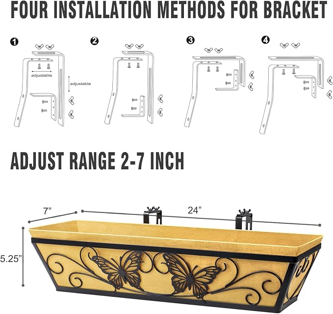 2 Pack 24 Inch Window Boxes Planter Railing Planters Box - Image 5