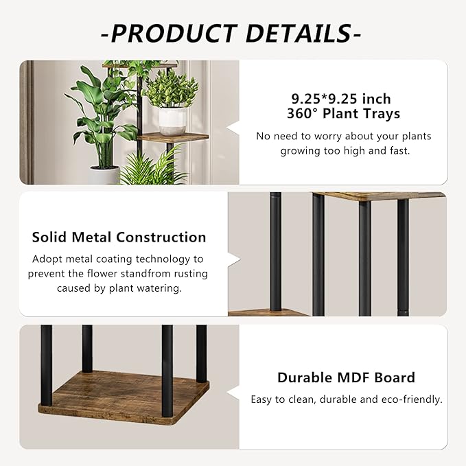 AZERPIAN Plant Stand 5 Tier Indoor Metal Flower Shelf - Image 5