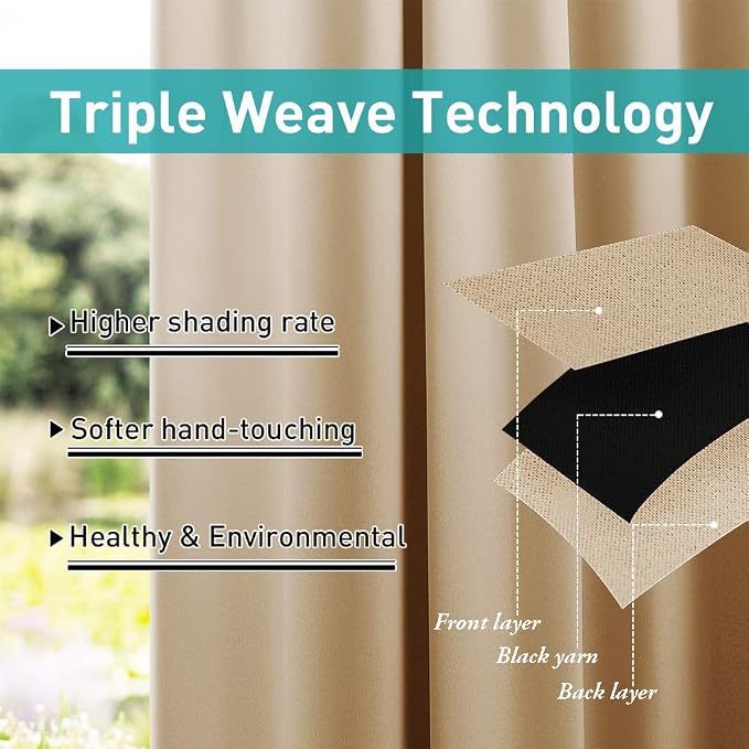 NICETOWN Outdoor Curtain for Patio Waterproof W84 x L84, Detachable Tab Top - Image 5