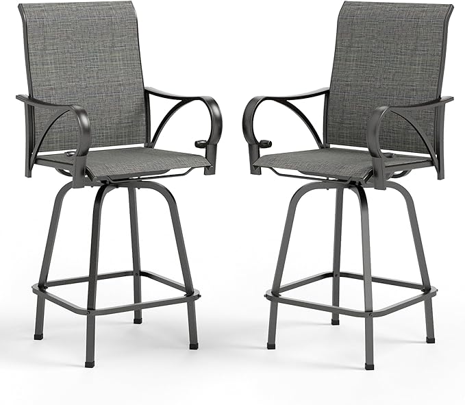 MFSTUDIO Outdoor Bar Stools Set of 2, Swivel Bar Height Patio Chairs Outdoor by MFSTUDIO