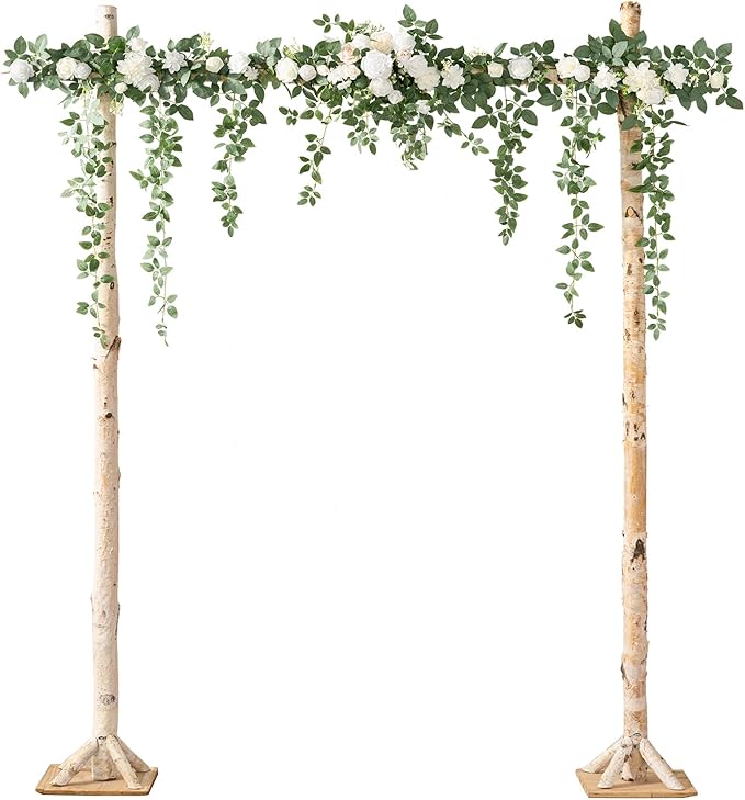 Artificial Flower Garland Arch Swags, 6.5 Ft, White-Sage Green Silk