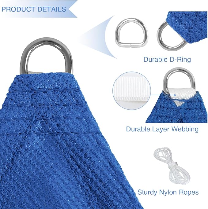 E&K Sunrise 3' x 3' x 3' Sun Shade Sail Triangle Canopy Shade Cover UV Block - Image 4