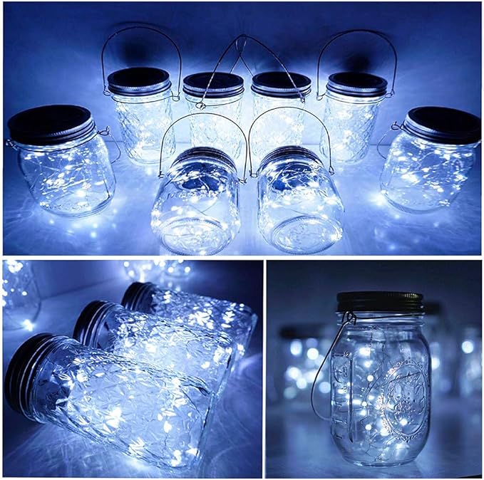 String Lights for Mason Jars, Solar Powered, 8 Pack, Cool White