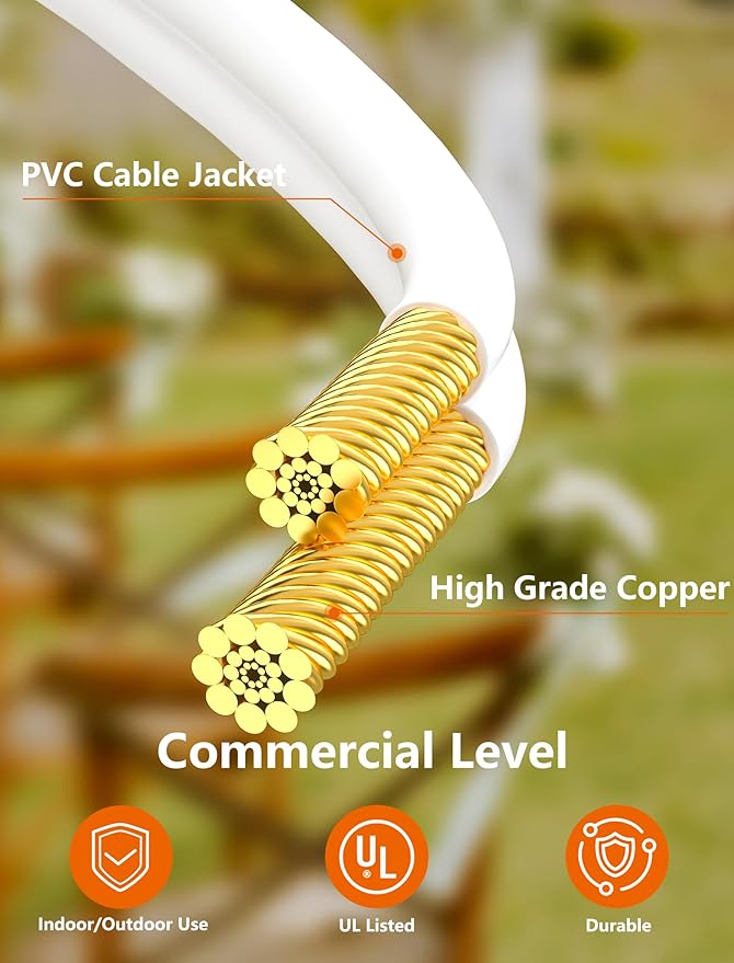 String Lights, 50 ft Globe G40 Bulbs, Warm White, Connectable