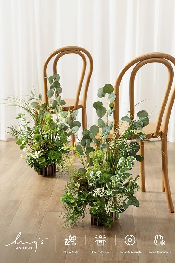 Artificial Flower Arrangements 4 Pack, 17.5 Inch Tall Wedding Table Decor
