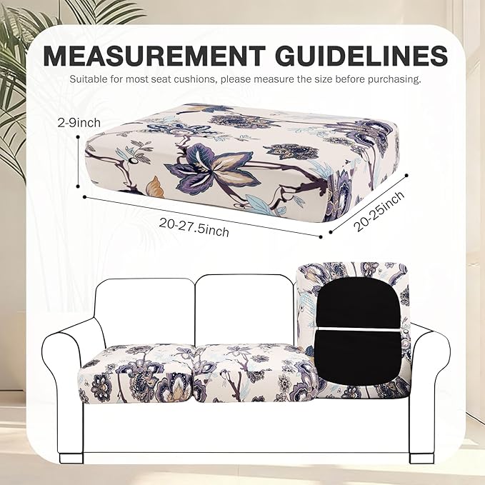 Cushion Covers, 12-Piece Stretch Patio Set in Vintage Flower Print